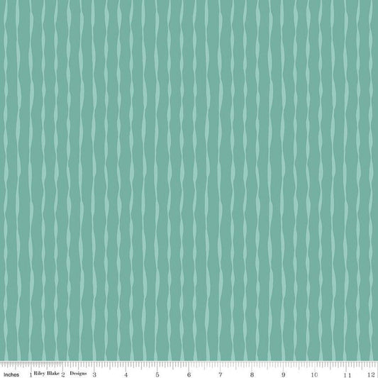 SALE Happy at Home Stripes C13704 Teal - Riley Blake Designs - Wavy Stripe Striped - Quilting Cotton Fabric