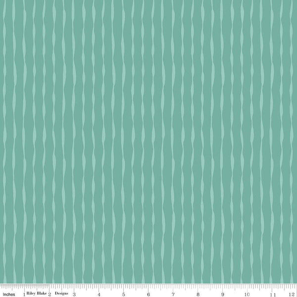 Happy at Home Stripes C13704 Teal - Riley Blake Designs - Wavy Stripe Striped - Quilting Cotton Fabric