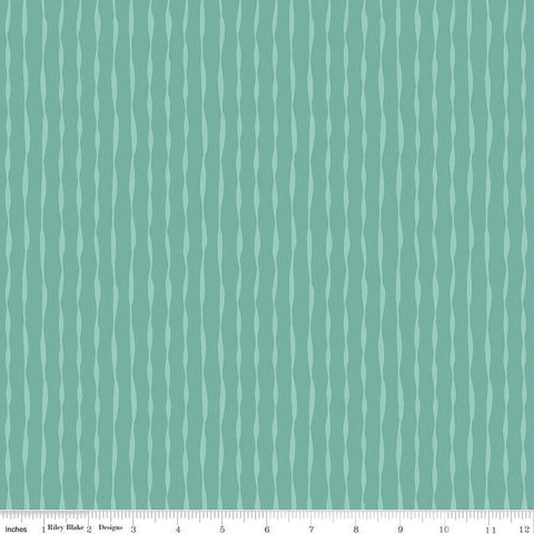 Happy at Home Stripes C13704 Teal - Riley Blake Designs - Wavy Stripe Striped - Quilting Cotton Fabric