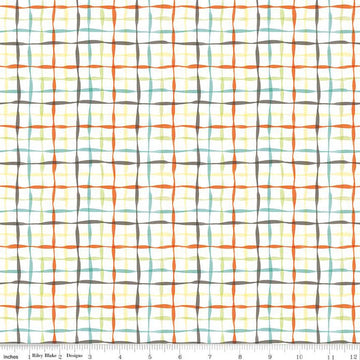 Happy at Home Plaid C13705 White - Riley Blake Designs - Wavy Grid - Quilting Cotton Fabric