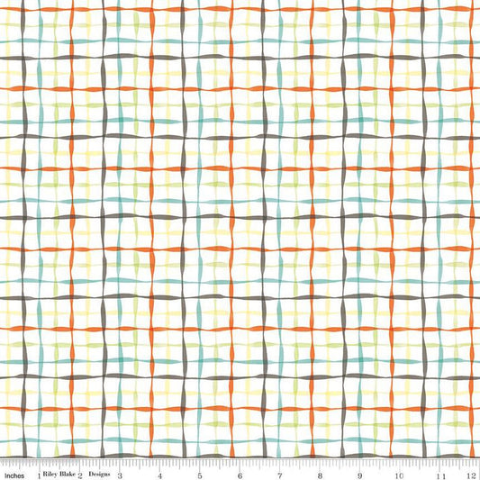 Happy at Home Plaid C13705 White - Riley Blake Designs - Wavy Grid - Quilting Cotton Fabric