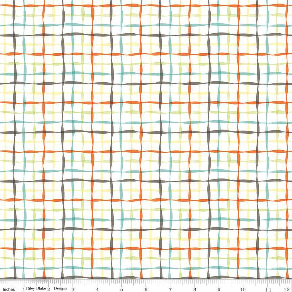 SALE Happy at Home Plaid C13705 White - Riley Blake Designs - Wavy Grid - Quilting Cotton Fabric