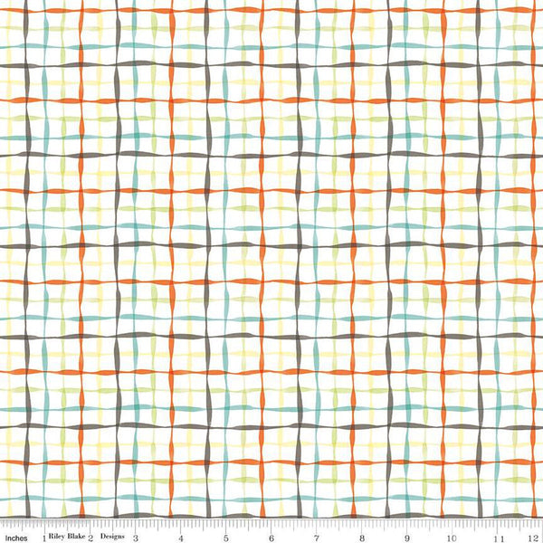 Happy at Home Plaid C13705 White - Riley Blake Designs - Wavy Grid - Quilting Cotton Fabric