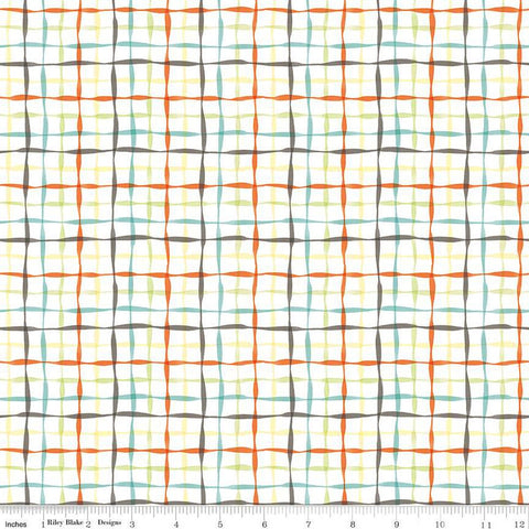 SALE Happy at Home Plaid C13705 White - Riley Blake Designs - Wavy Grid - Quilting Cotton Fabric