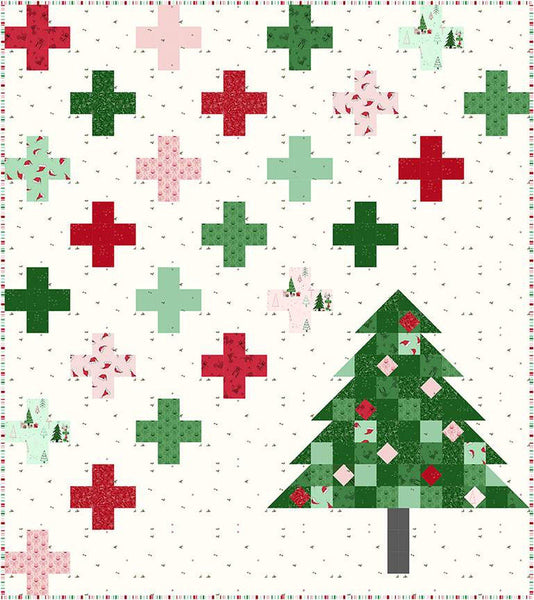 Swiss Christmas Quilt PATTERN P156 by Amanda Niederhauser - Riley Blake Designs - INSTRUCTIONS Only - Pieced Cross Blocks Christmas Tree