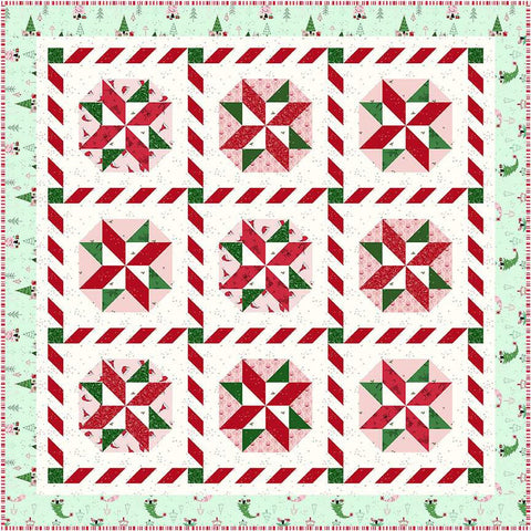 Peppermint Twirl Quilt PATTERN P156 by Amanda Niederhauser - Riley Blake Designs - INSTRUCTIONS Only - Pieced Stars Christmas
