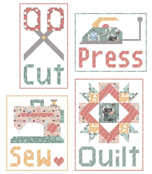 Cut Press Sew Quilt PATTERN P018 by Lori Holt - Riley Blake Designs - INSTRUCTIONS Only - Four Wall Hangings