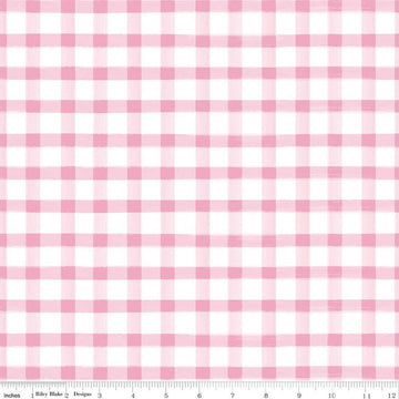 SALE Monthly Placemats 2 PRINTED Gingham C13944 Pink - Riley Blake Designs - Check Checks - Quilting Cotton Fabric