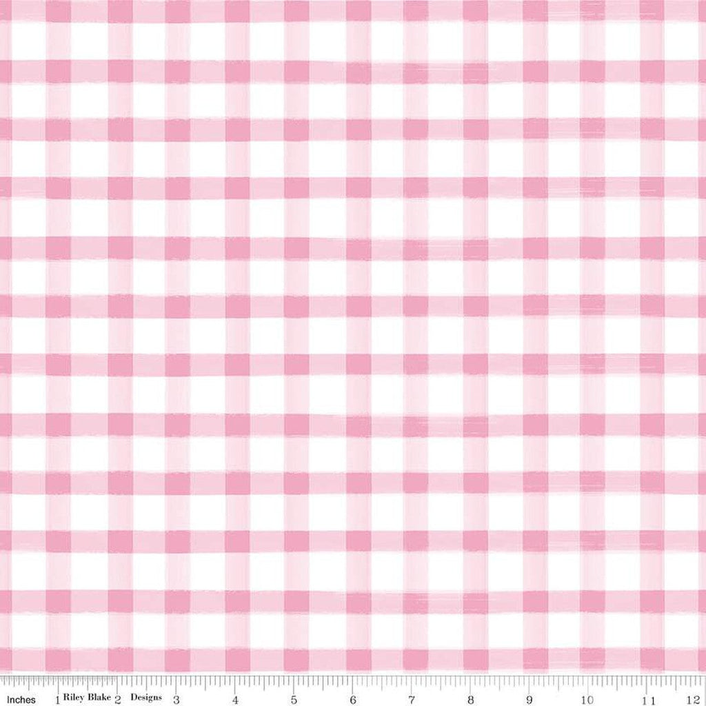 Monthly Placemats 2 PRINTED Gingham C13944 Pink - Riley Blake Designs - Check Checks - Quilting Cotton Fabric