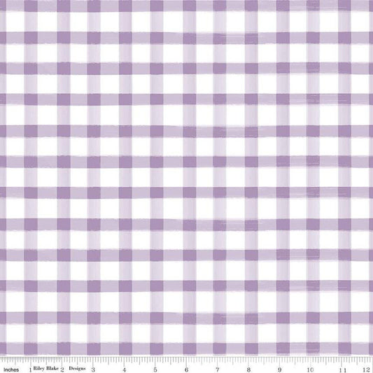 Monthly Placemats 2 PRINTED Gingham C13944 Violet - Riley Blake Designs - Check Checks - Quilting Cotton Fabric