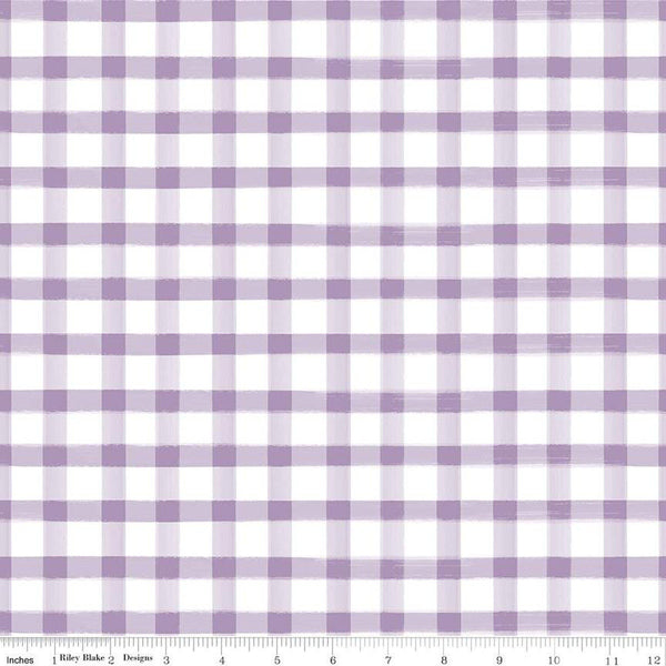 Monthly Placemats 2 PRINTED Gingham C13944 Violet - Riley Blake Designs - Check Checks - Quilting Cotton Fabric