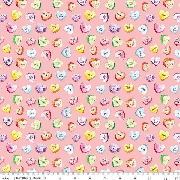 SALE Monthly Placemats 2 February Candy Hearts C13923 Pink - Riley Blake Designs - Valentine's Day Valentines - Quilting Cotton Fabric