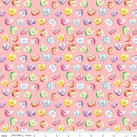 Monthly Placemats 2 February Candy Hearts C13923 Pink - Riley Blake Designs - Valentine's Day Valentines - Quilting Cotton Fabric