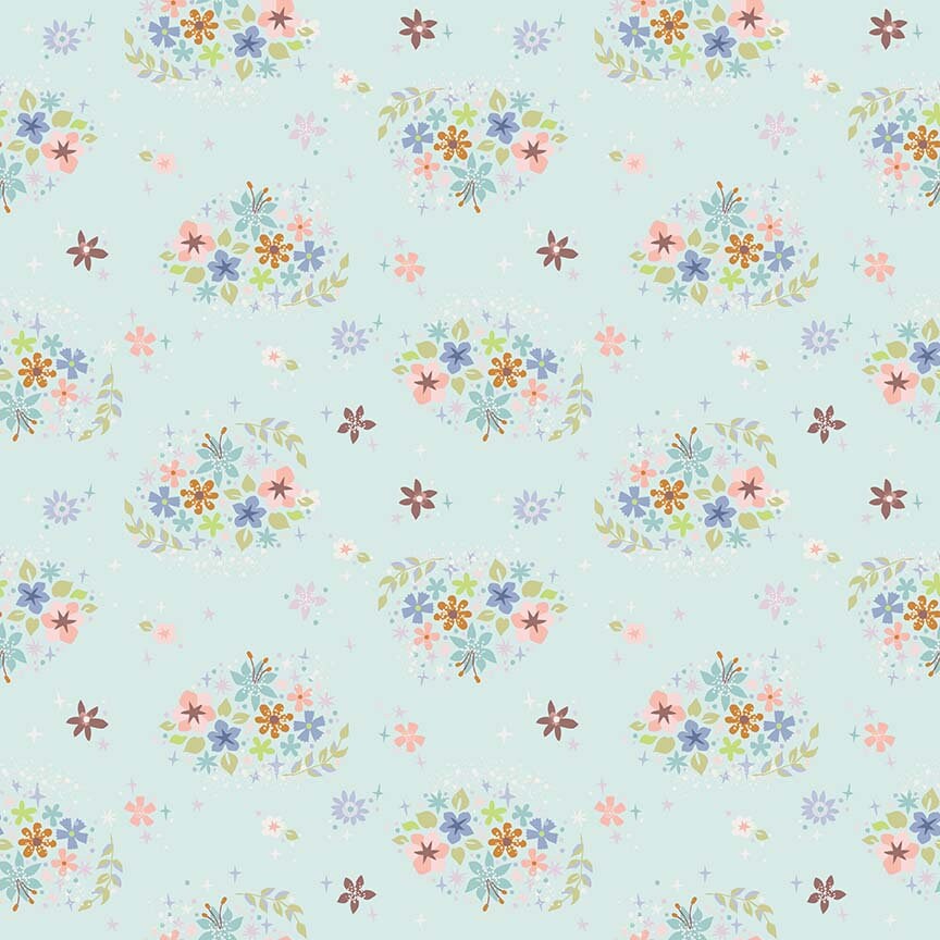 33" end of bolt piece - Neverland Star Flower Mint - Riley Blake Designs - Floral - Quilting Cotton Fabric