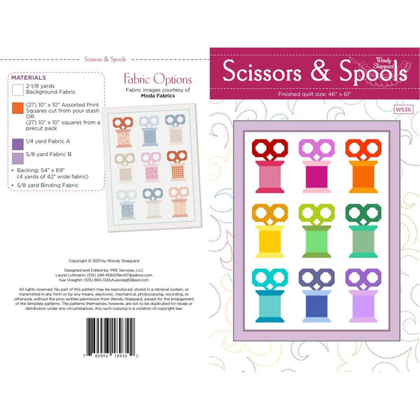 Scissors and Spools Quilt PATTERN P180 by Wendy Sheppard - Riley Blake Designs - INSTRUCTIONS Only - Piecing 10" Stacker Friendly