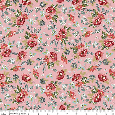 SALE Bellissimo Gardens Floral C13831 Pink by Riley Blake Designs - Floral Flowers Leaves - Quilting Cotton Fabric