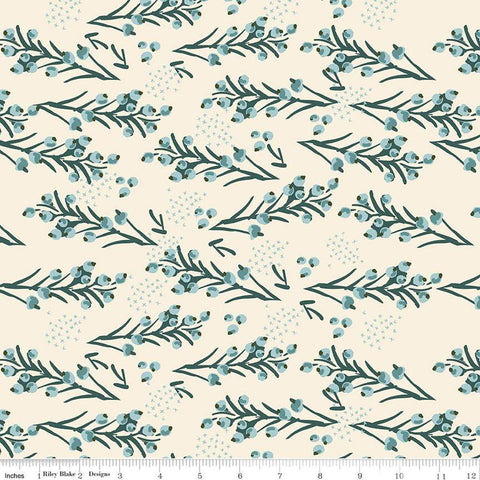 SALE Bellissimo Gardens Berries C13832 Cream by Riley Blake Designs - Berry Sprigs Leaves - Quilting Cotton Fabric