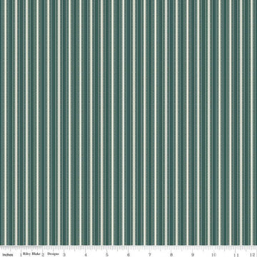SALE Bellissimo Gardens Stripe C13834 Jade by Riley Blake Designs - Ticking Stripes Striped Cream Green - Quilting Cotton Fabric