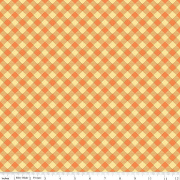 SALE Bee Basics PRINTED Gingham C6400 Orange - Riley Blake Designs - Diagonal Check - Lori Holt - Quilting Cotton Fabric