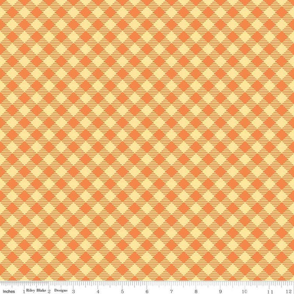 SALE Bee Basics PRINTED Gingham C6400 Orange by Riley Blake Designs - Diagonal Check - Lori Holt - Quilting Cotton Fabric