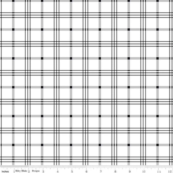 Black Tie Plaid C13752 Off White by Riley Blake Designs - Off White/Black Pattern - Quilting Cotton Fabric