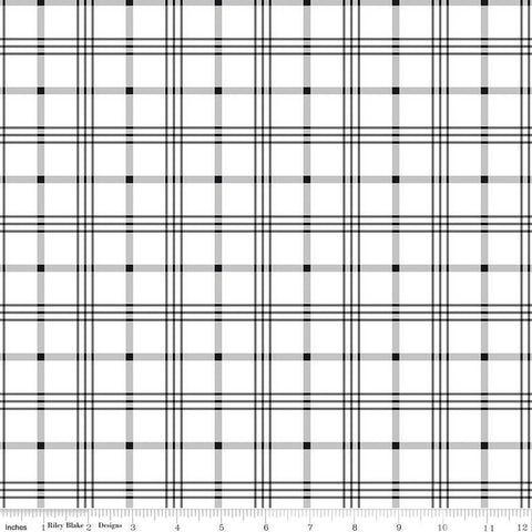 Black Tie Plaid C13752 Off White by Riley Blake Designs - Off White/Black Pattern - Quilting Cotton Fabric