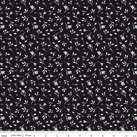 Black Tie Blossoms C13753 Black by Riley Blake Designs - Floral Flowers - Quilting Cotton Fabric