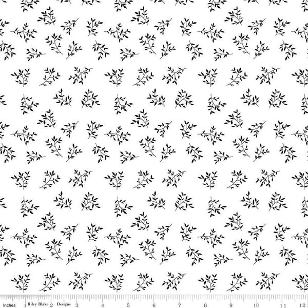 SALE Black Tie Branches C13754 Off White by Riley Blake Designs - Leaf Leaves - Quilting Cotton Fabric