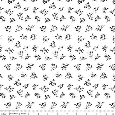 SALE Black Tie Branches C13754 Off White by Riley Blake Designs - Leaf Leaves - Quilting Cotton Fabric
