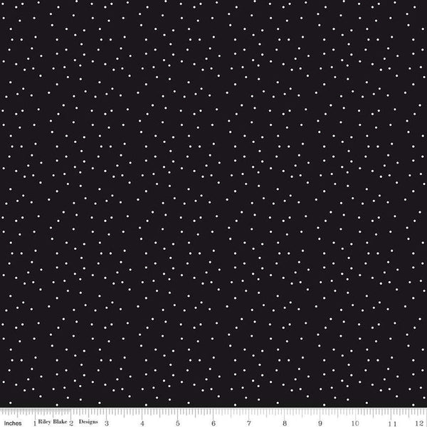 SALE Black Tie Dots C13757 Black by Riley Blake Designs - Off White Dots Polka Dot Dotted Quilting Cotton Fabric