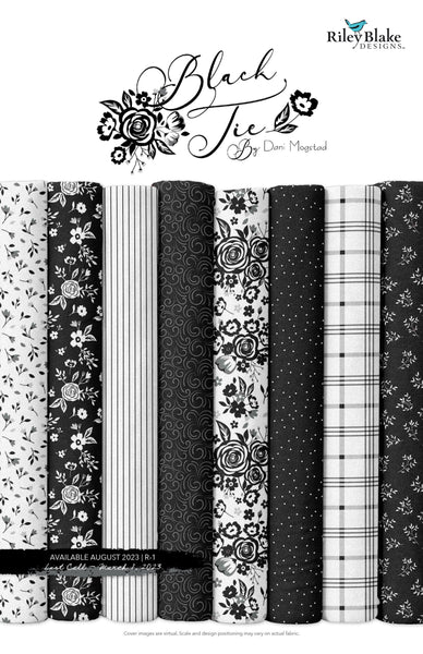 Black Tie 2.5 Inch Rolie Polie Jelly Roll 40 pieces - Riley Blake Designs - Black/Off White - Precut Pre cut Bundle - Cotton Fabric