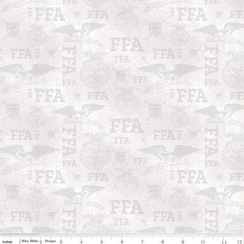 1 Yard End of Bolt - SALE FFA Forever Blue Refreshed Tonal Logos C13952 Off White - Riley Blake - Quilting Cotton Fabric - Licensed Product