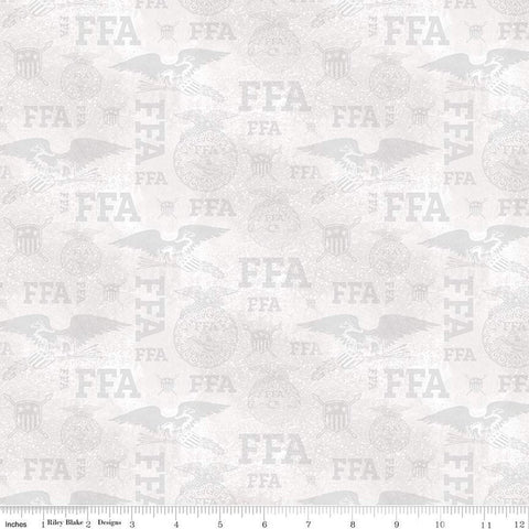 1 Yard End of Bolt - SALE FFA Forever Blue Refreshed Tonal Logos C13952 Off White - Riley Blake - Quilting Cotton Fabric - Licensed Product