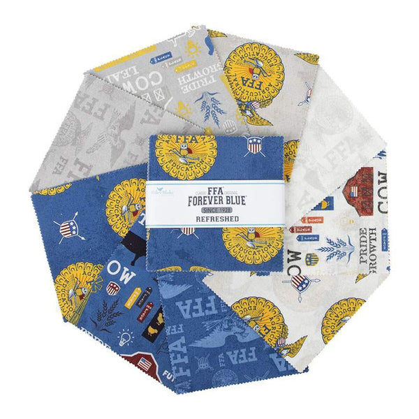 FFA Forever Blue Refreshed Charm Pack 5" Stacker Bundle  - Riley Blake - Future Farmers - 42 piece Precut Pre cut - Cotton Fabric