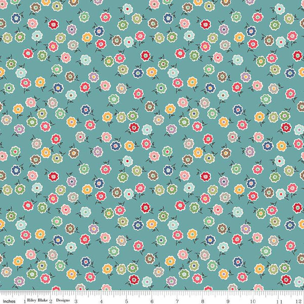 SALE Bee Dots Patricia C14161 Raindrop by Riley Blake Designs - Floral Flowers - Lori Holt - Quilting Cotton Fabric