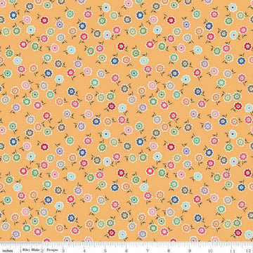 SALE Bee Dots Patricia C14161 Marigold - Riley Blake Designs - Floral Flowers - Lori Holt - Quilting Cotton Fabric
