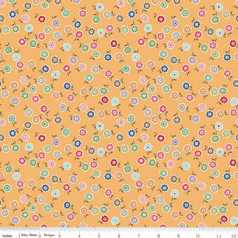 SALE Bee Dots Patricia C14161 Marigold by Riley Blake Designs - Floral Flowers - Lori Holt - Quilting Cotton Fabric