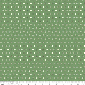 Fat Quarter End of Bolt Piece - Bee Dots Paula C14167 Basil - Riley Blake Designs - Geometric - Lori Holt - Quilting Cotton Fabric