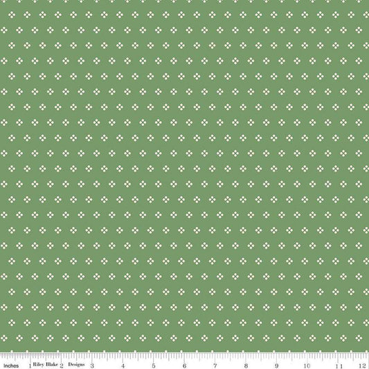 Fat Quarter End of Bolt Piece - Bee Dots Paula C14167 Basil - Riley Blake Designs - Geometric - Lori Holt - Quilting Cotton Fabric