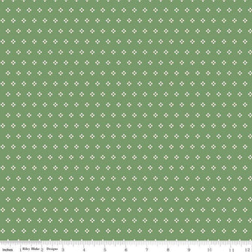 9" End of Bolt Piece - Bee Dots Paula C14167 Basil - Riley Blake Designs - Geometric - Lori Holt - Quilting Cotton Fabric