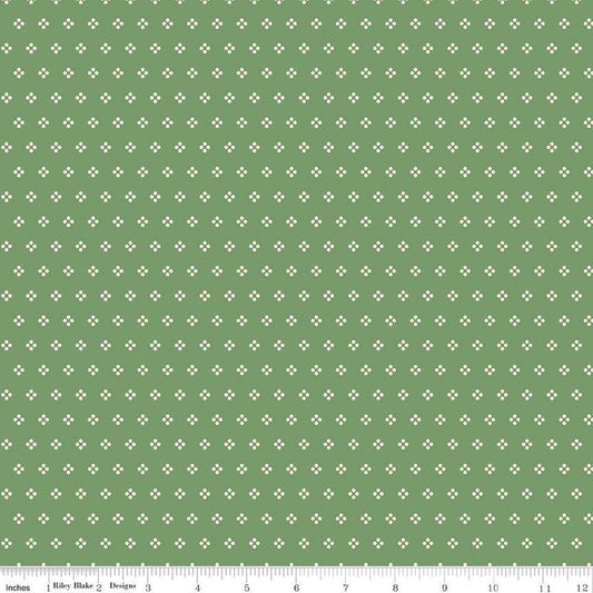 9" End of Bolt Piece - Bee Dots Paula C14167 Basil - Riley Blake Designs - Geometric - Lori Holt - Quilting Cotton Fabric