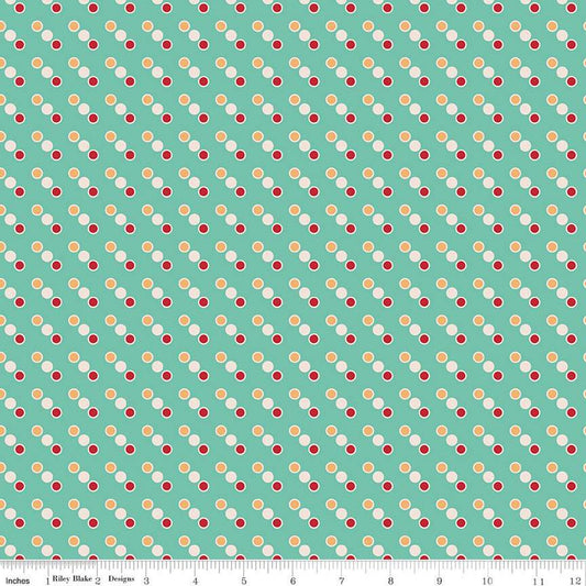 CLEARANCE Bee Dots Marjorie C14171 Sea Glass - by Riley Blake Designs - Polka Dot - Lori Holt - Quilting Cotton Fabric