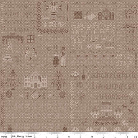19" End of Bolt - SALE Pride and Prejudice Meryton Sampler C13786 Smoke Riley Blake - Austen Text - Quilting Cotton Fabric Licensed Product