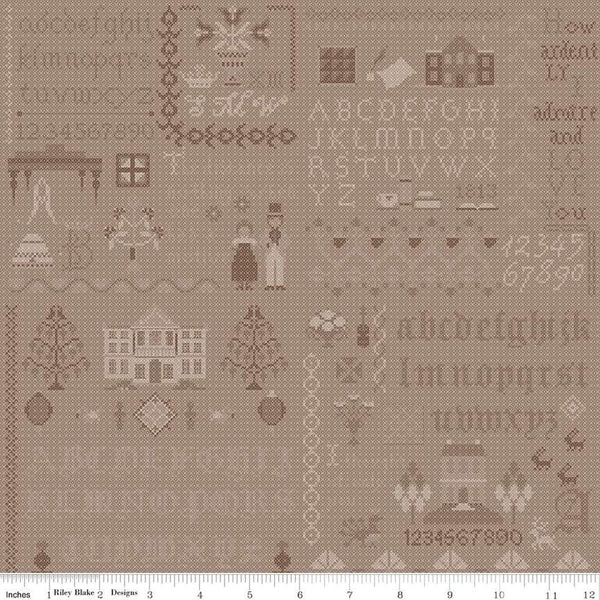 SALE Pride and Prejudice Meryton Sampler C13786 Smoke - Riley Blake Designs - Jane Austen Text Sayings Cream - Quilting Cotton Fabric