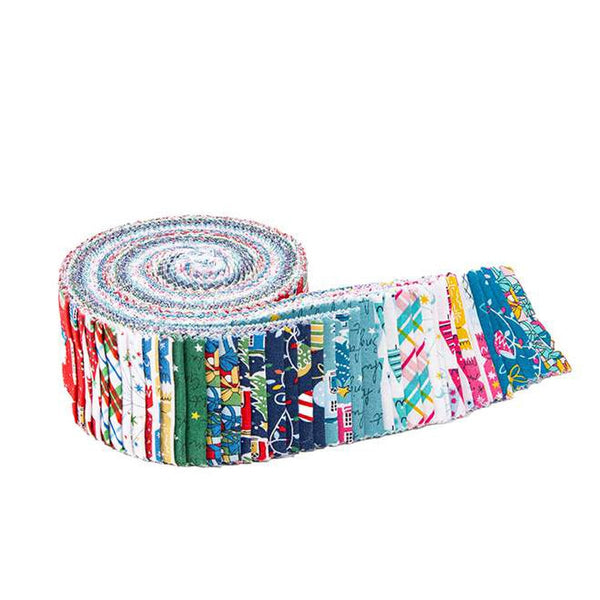 SALE Deck the Halls Collection 2.5-Inch Rolie Polie Jelly Roll 40 pieces Riley Blake Designs - Liberty Christmas - Quilting Cotton Fabric