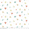19" End of Bolt - Happy at Home Birds C13703 White - Riley Blake Designs - Bird Birds Dots - Quilting Cotton Fabric