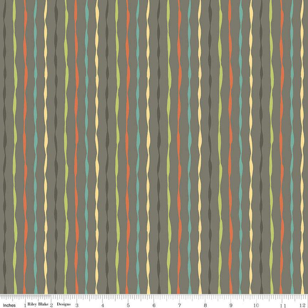 SALE Happy at Home Stripes C13704 Gray - Riley Blake Designs - Wavy Stripe Striped - Quilting Cotton Fabric