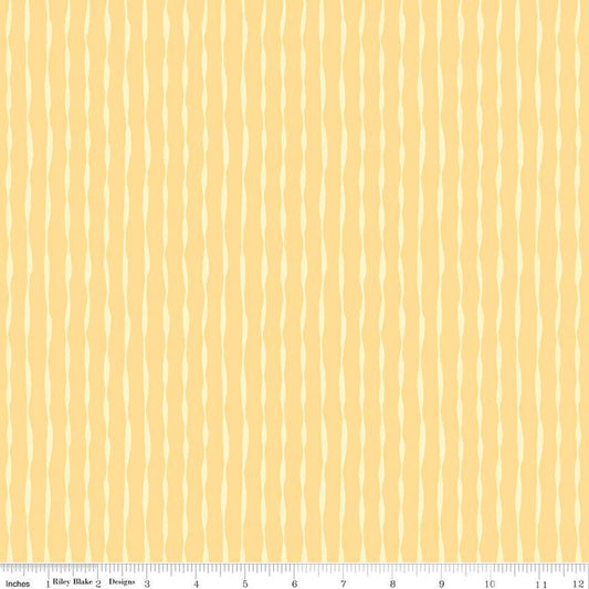 SALE Happy at Home Stripes C13704 Lemon - Riley Blake Designs - Wavy Stripe Striped - Quilting Cotton Fabric