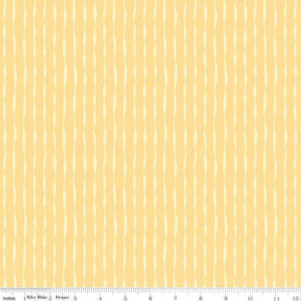 Happy at Home Stripes C13704 Lemon - Riley Blake Designs - Wavy Stripe Striped - Quilting Cotton Fabric