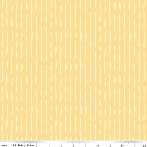 Happy at Home Stripes C13704 Lemon - Riley Blake Designs - Wavy Stripe Striped - Quilting Cotton Fabric